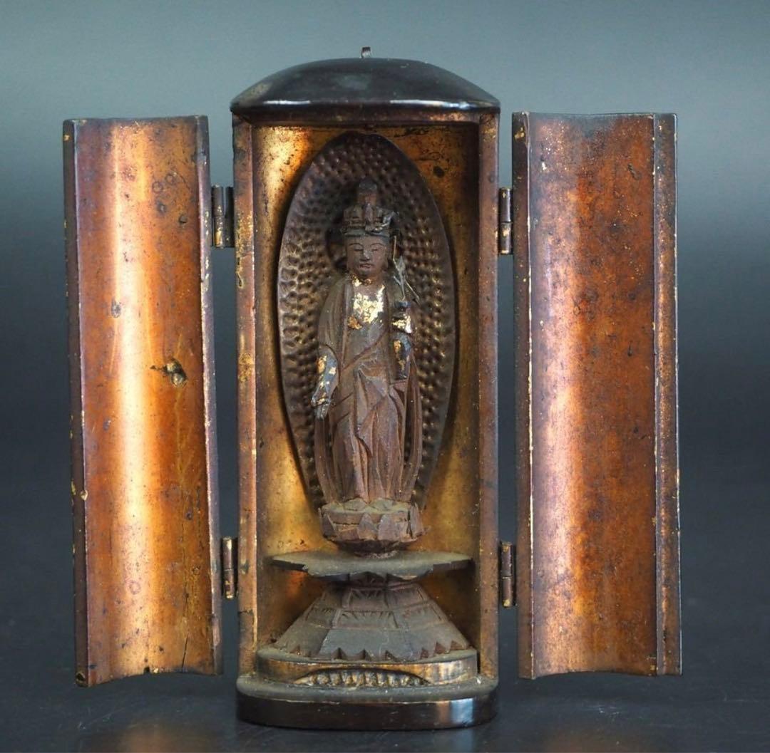 ジュン送料無料　江戸時代　大御輪寺　木彫り観音立像 厨子厨子高さ8.6ｃｍ 仏像 販売 龍祥-Ryusho- | 仏像や木彫り・縁起物などの販売・通販 / 桧