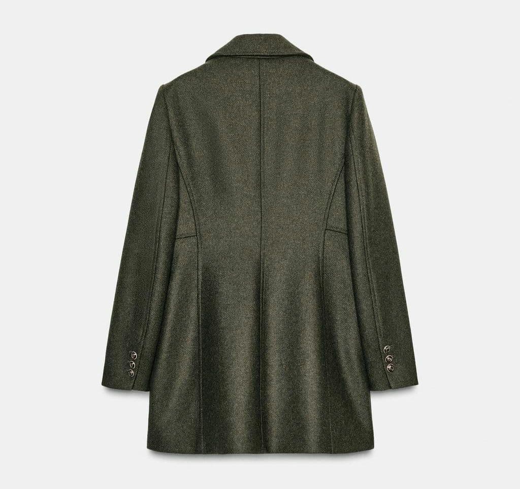 新品タグ付き】ZARA ウールダブルブレストコート カーキ XS - メルカリ