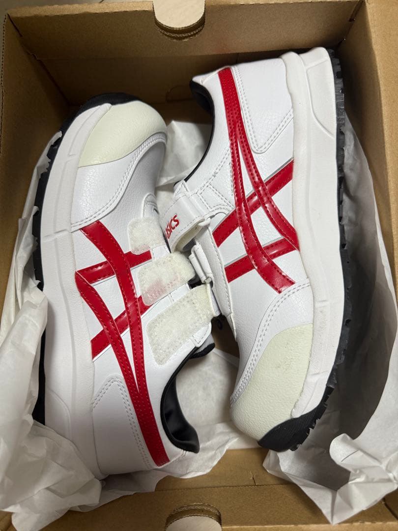 アシックス 安全靴 25.5cm ホワイト/レッド