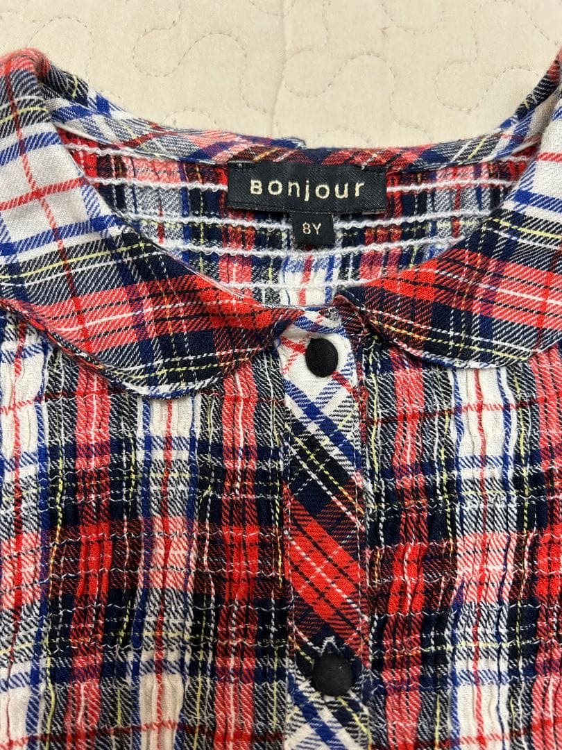 Bonjour diaryチェック柄刺繍ブラウス 8y - メルカリ