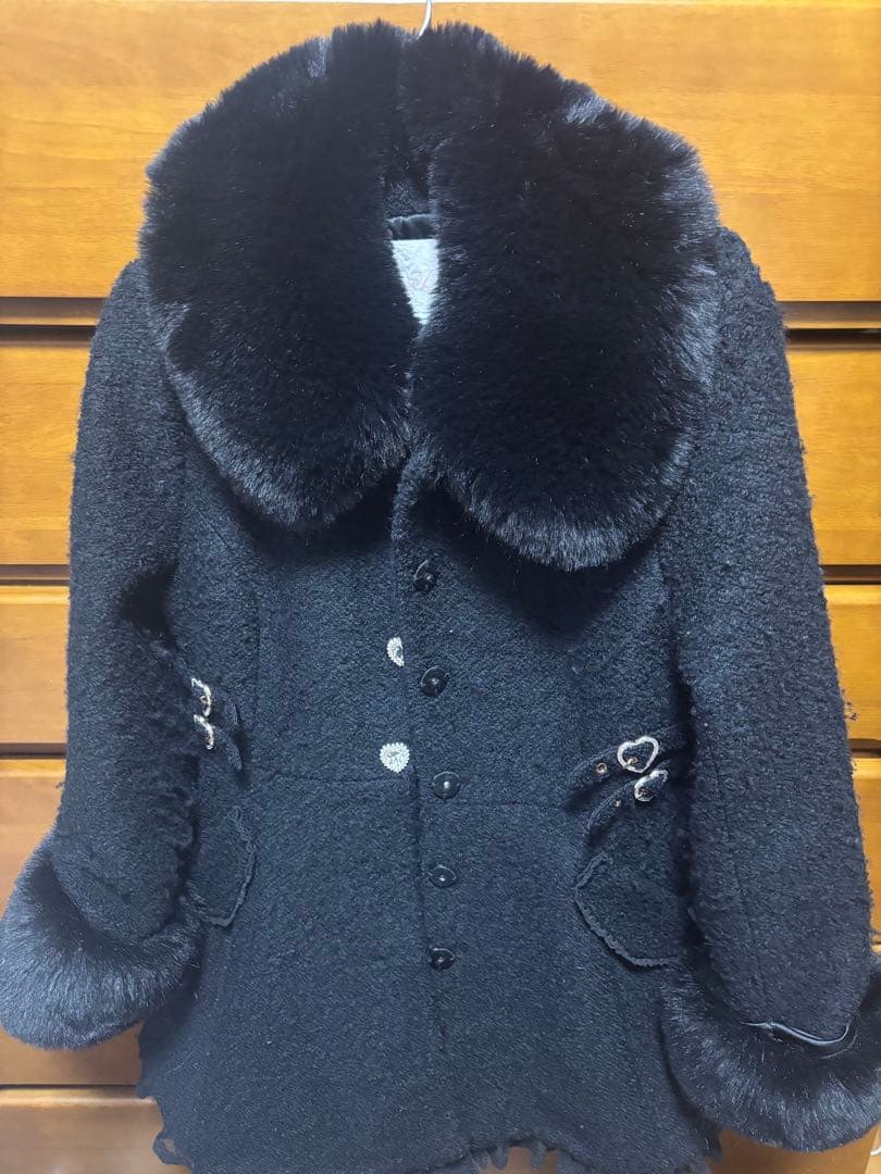 LIZ LISA ビジューリボンミニ丈Aラインコート ブラック 訳有 - メルカリ