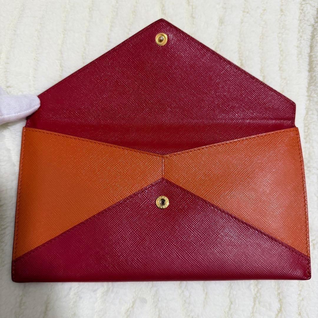 ✨️極美品✨️プラダ 長財布 エンベロープ メタルロゴ サフィアーノ