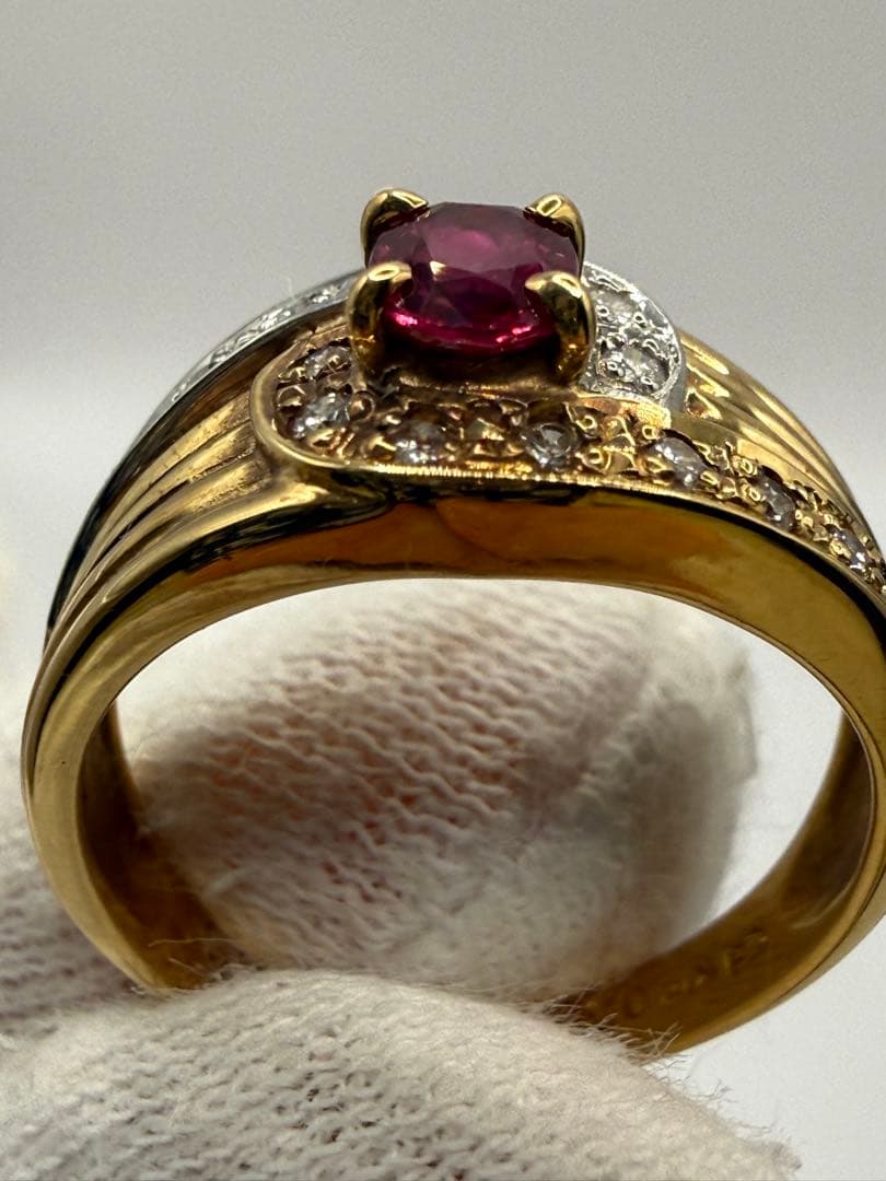 K18／Pt900 ルビー ダイヤモンド コンビリング 店舗展示未使用品