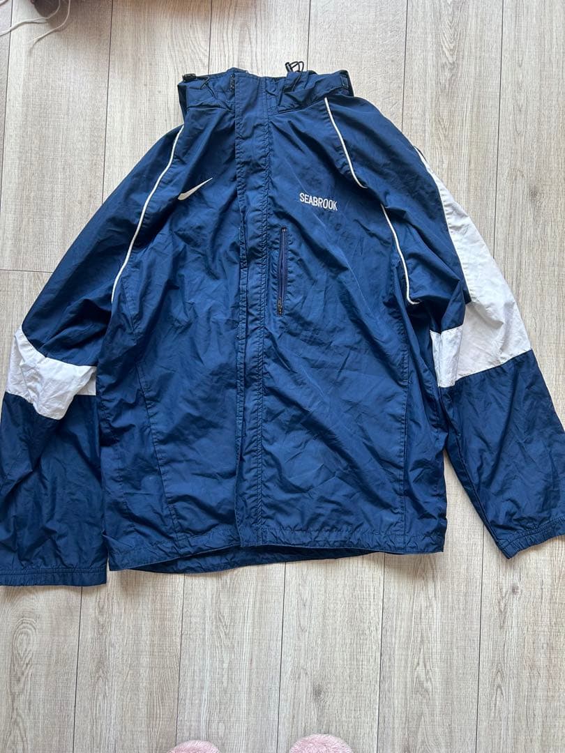 Nike フード付きナイロンジャケット ネイビー - メルカリ