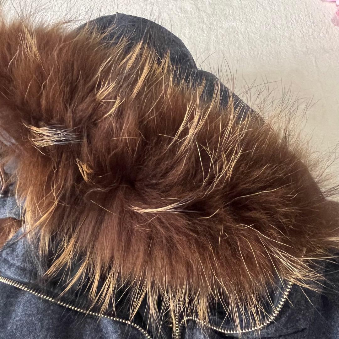 美品✨タトラス ダウンベスト ラクーンファー ウール調 ネイビー系