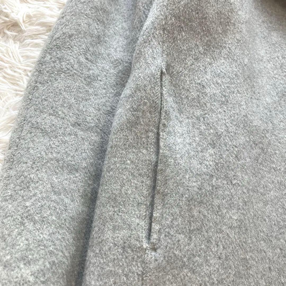 セオリー ダブルフェイス リバー フーデットコート カシミヤ混 グレー