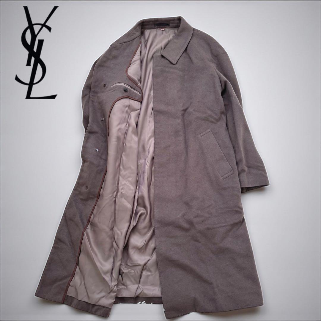 イヴサンローラン プールオム カシミヤ混ロングコート メンズL ライトブラウン 古着 ～90年代イヴサンローラン Yves Saint Laurent POUR HOMME