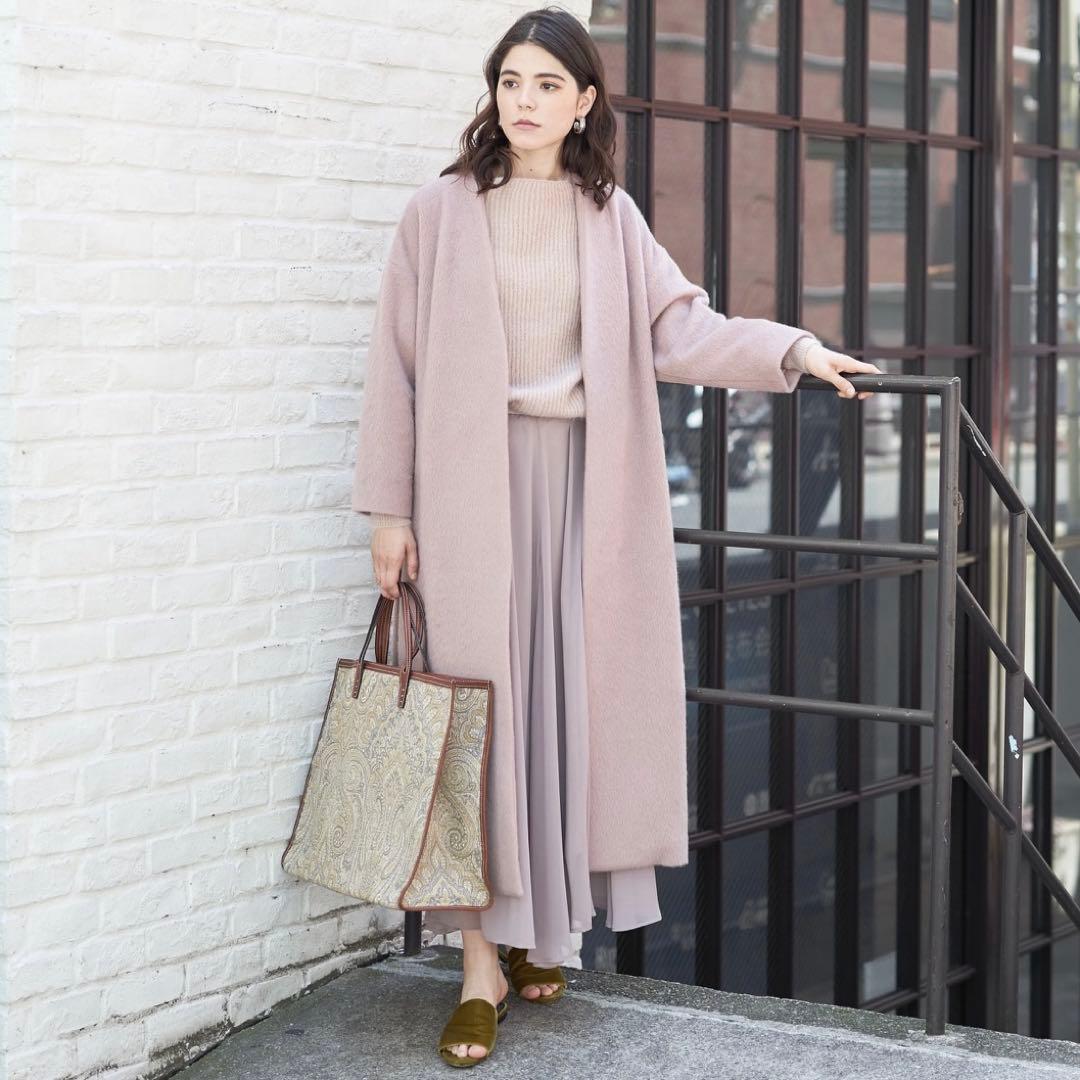 ウィムガゼット ガウンコート モヘヤ ピンク 大草直子 ベルト