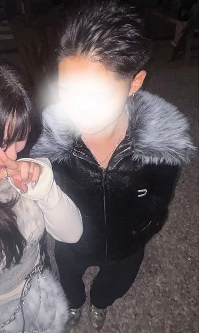 archive graphic】ファー付きレザーダウンジャケット y2k - メルカリ