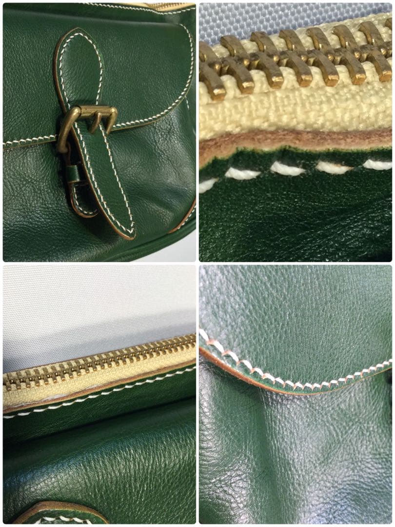 モス グリーン ハンドメイド感有り ボディーバックショルダー付き