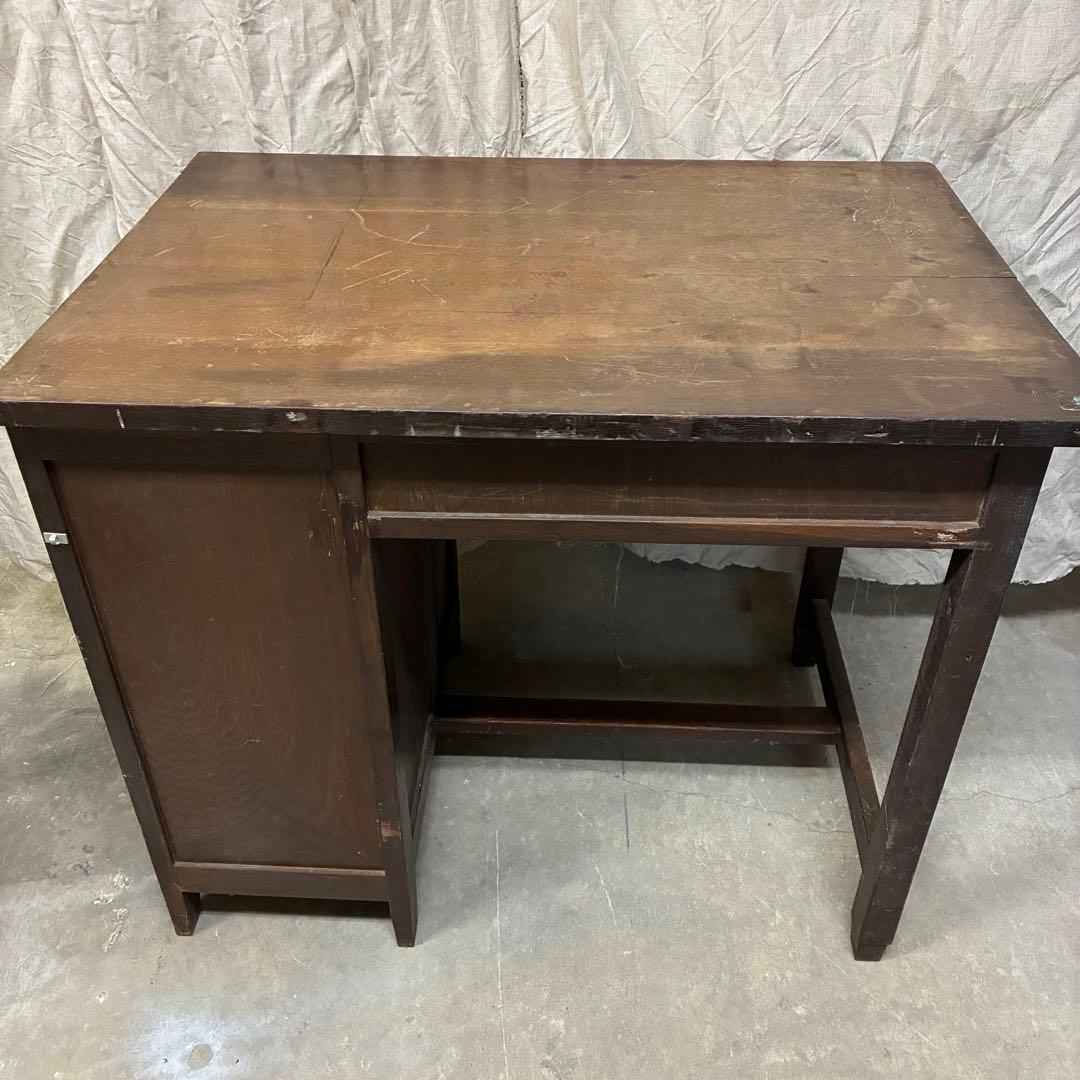 昭和レトロ片袖机 ビンテージ/古道具/無垢材/書斎机/学習机/作業台