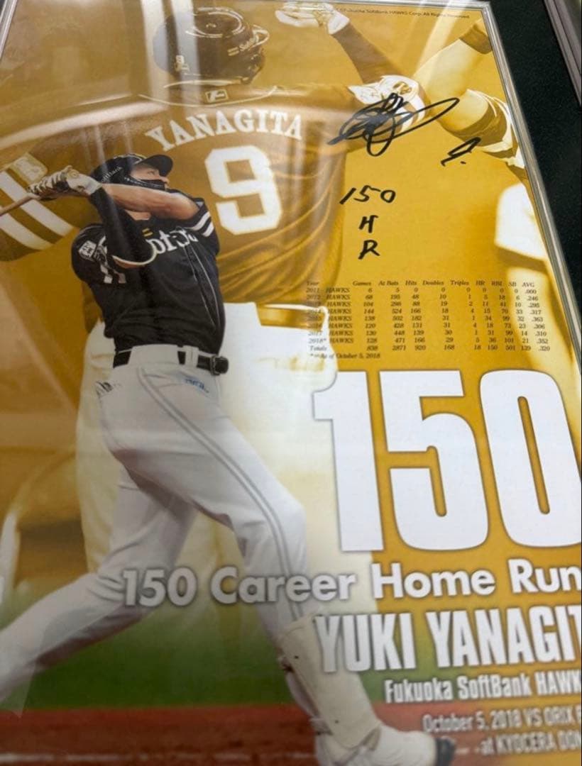 BBM柳田悠岐 150本塁打記念 直筆サイン入りフォト 福岡ソフトバンク