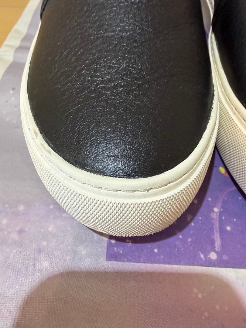 【UGG】24.5cm 黒 レザースリッポンスニーカー