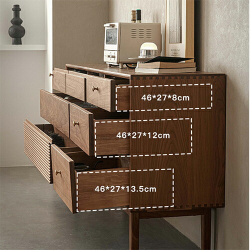 キャビネット サイドボード 天然木 ウォールナット材 収納棚 北欧