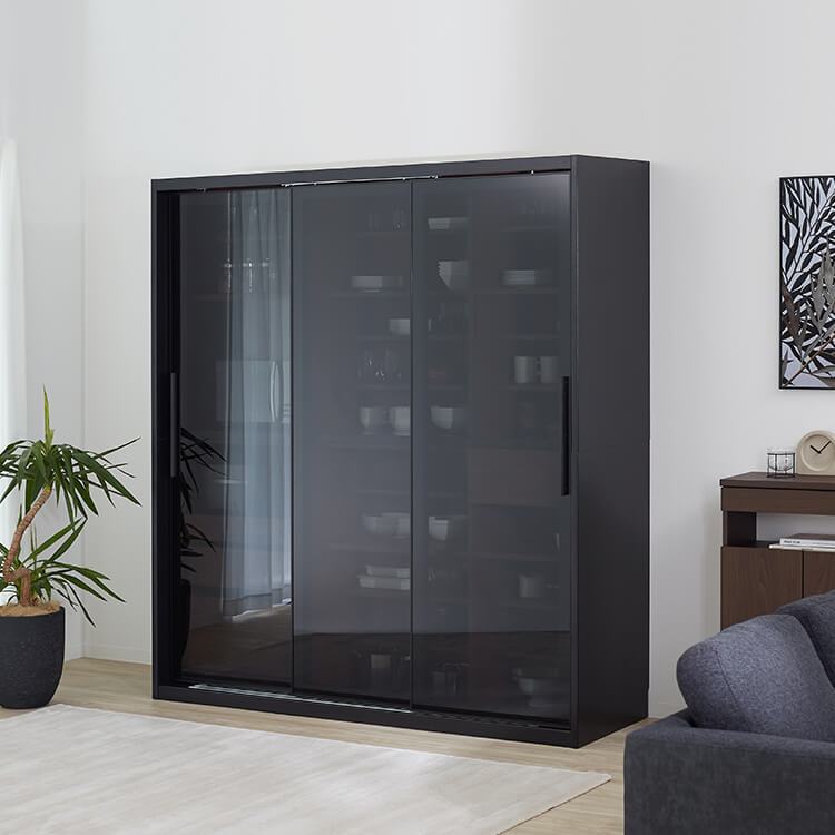 幅182] 食器棚 コンセント付 ガラス 引き戸 | 【公式】LOWYA(ロウヤ