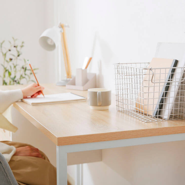 パソコンデスク(ホワイト+オーク/ブラック+ウォルナット)木目調で