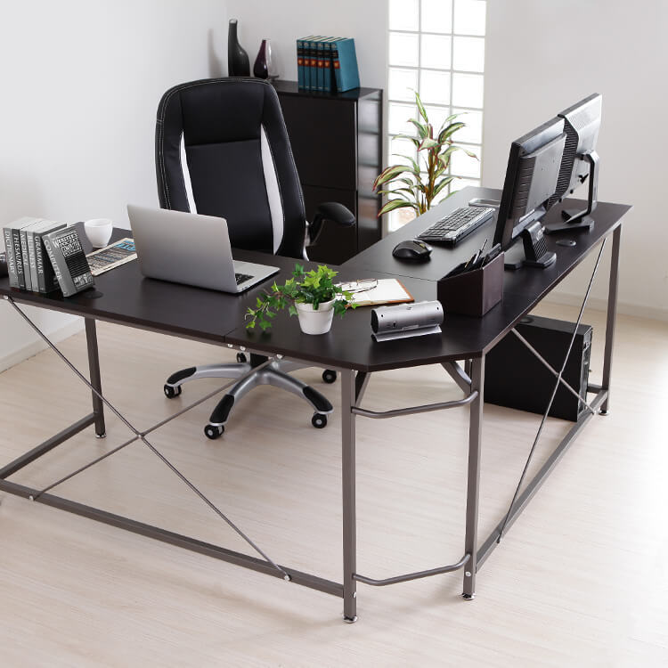 横揺れ軽減補強！L字デスク ワイドタイプ(ウォルナット/ナチュラル