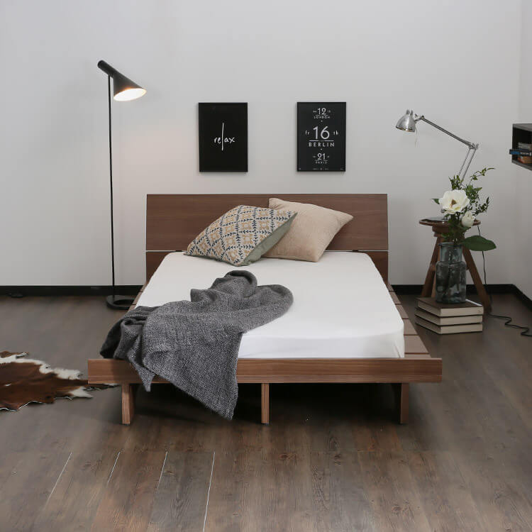 ウォルナットのベッドフレーム(シングル)ロータイプ | 【公式】LOWYA