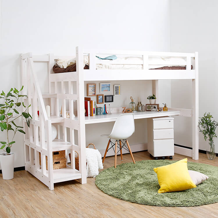 KRF by かおるちゃん農園】ロフトベッド デスク付き ブラック2台 楽天