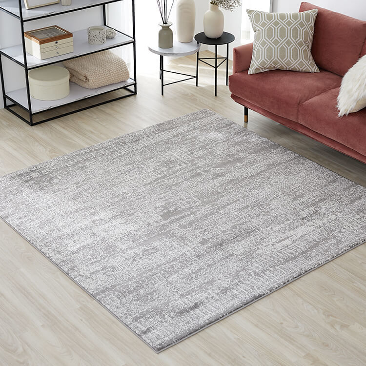 ヴィンテージラグマット（2畳：グレー/ブルー）ミックスカラー[185×185