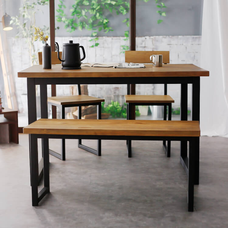 ヴィンテージ風4人掛けダイニングベンチセット(ナチュラル)[幅120