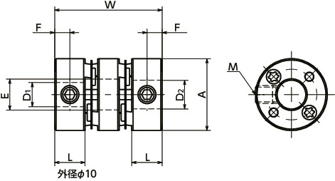 XHW-27C｜フレキシブルカップリング - ディスクタイプ A 27｜NBK【鍋屋