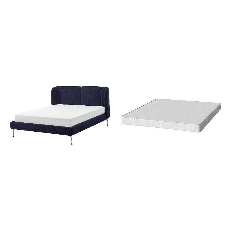 TUFJORD upholstered bed frame Tallmyra black-blue/Lönset - IKEA