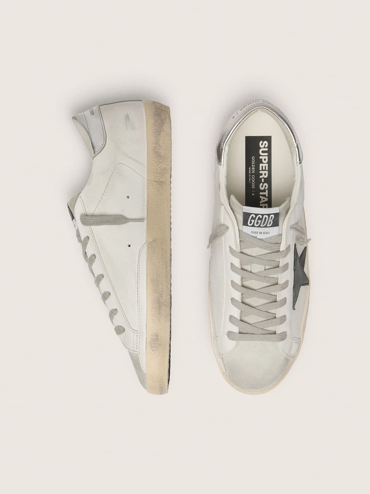Men's Super-Star in white leather with black nubuck star and