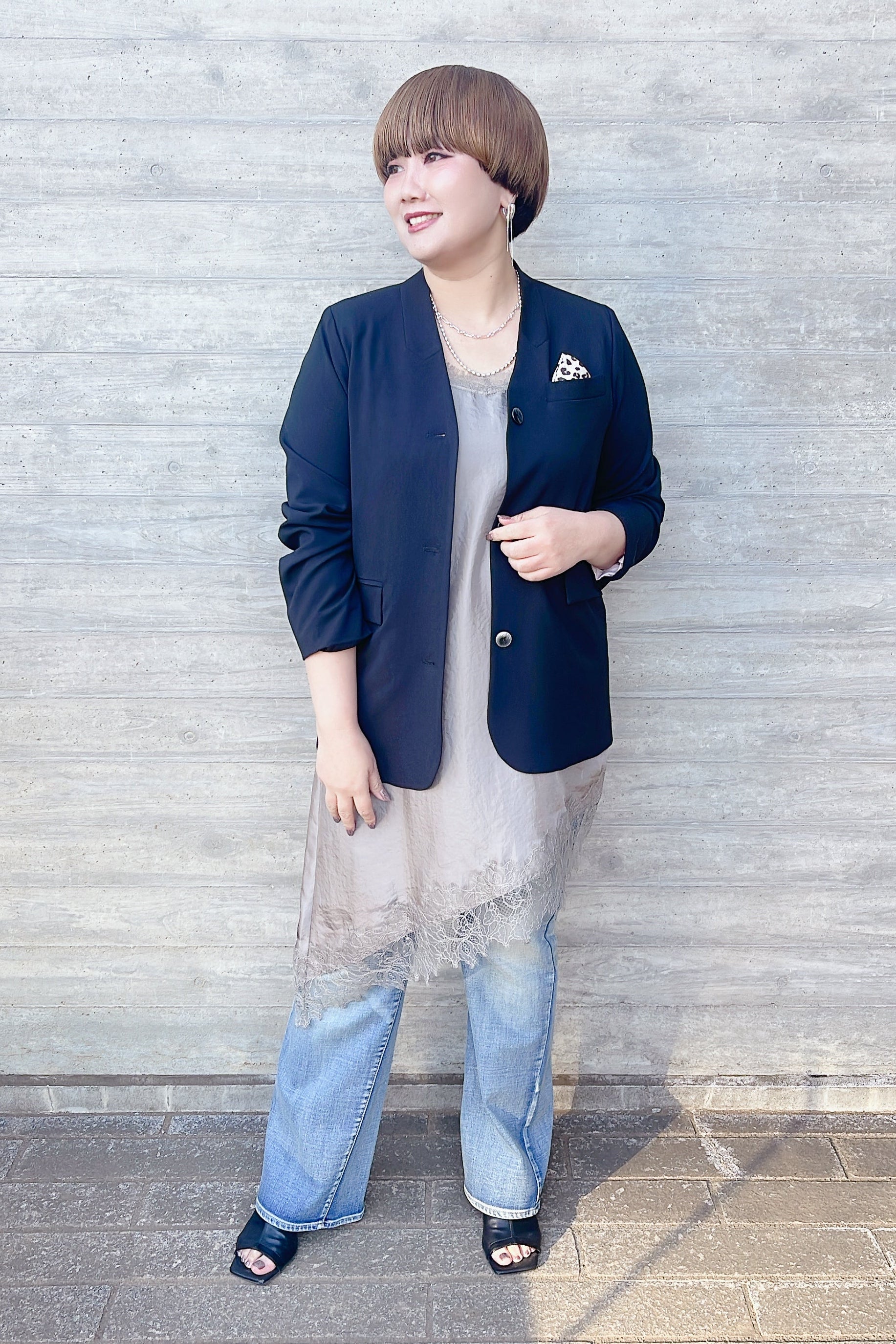 MARGAUX VINTAGE】ショルダーパッドノーカラージャケット/MG JK-26005-S