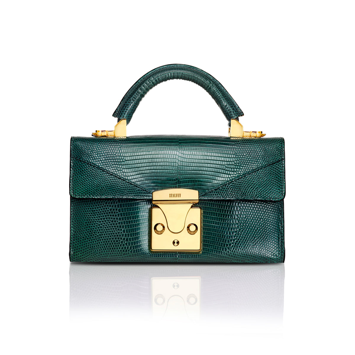 Top Handle 2.0 Mini in Emerald Green Lizard – STALVEY Official US Site