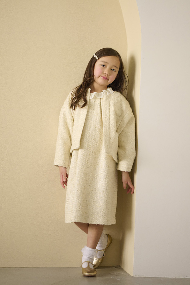 stina / classic tweed jacket kids / white