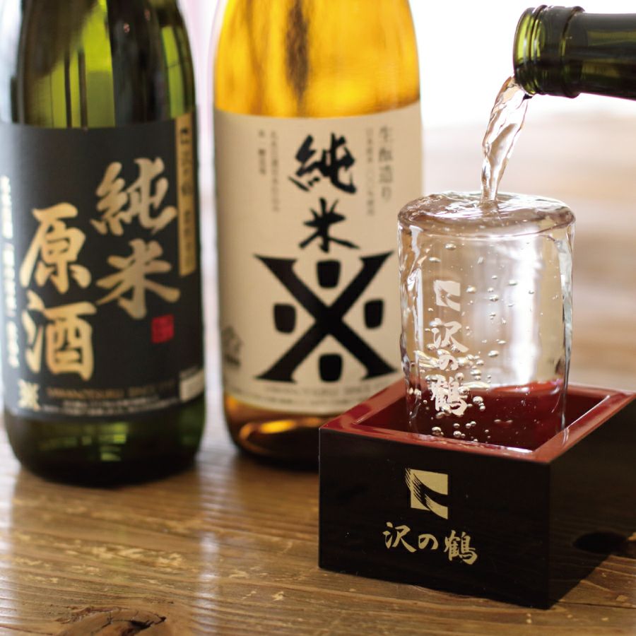 沢の鶴]おうちでこぼれ酒セット 720ml×2本 オリジナルグラス＆塗り枡