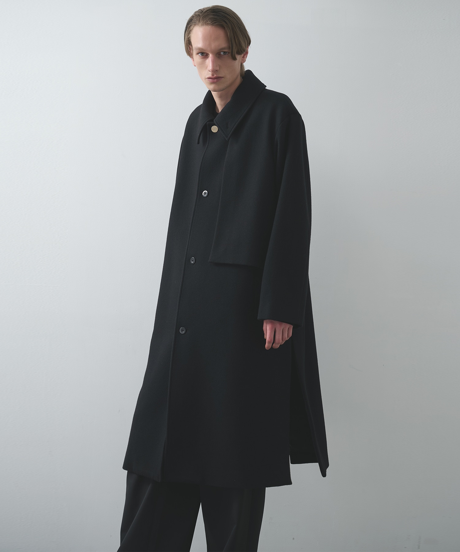 Lamb Wool Melton Layerd Long Coat｜CULLNI