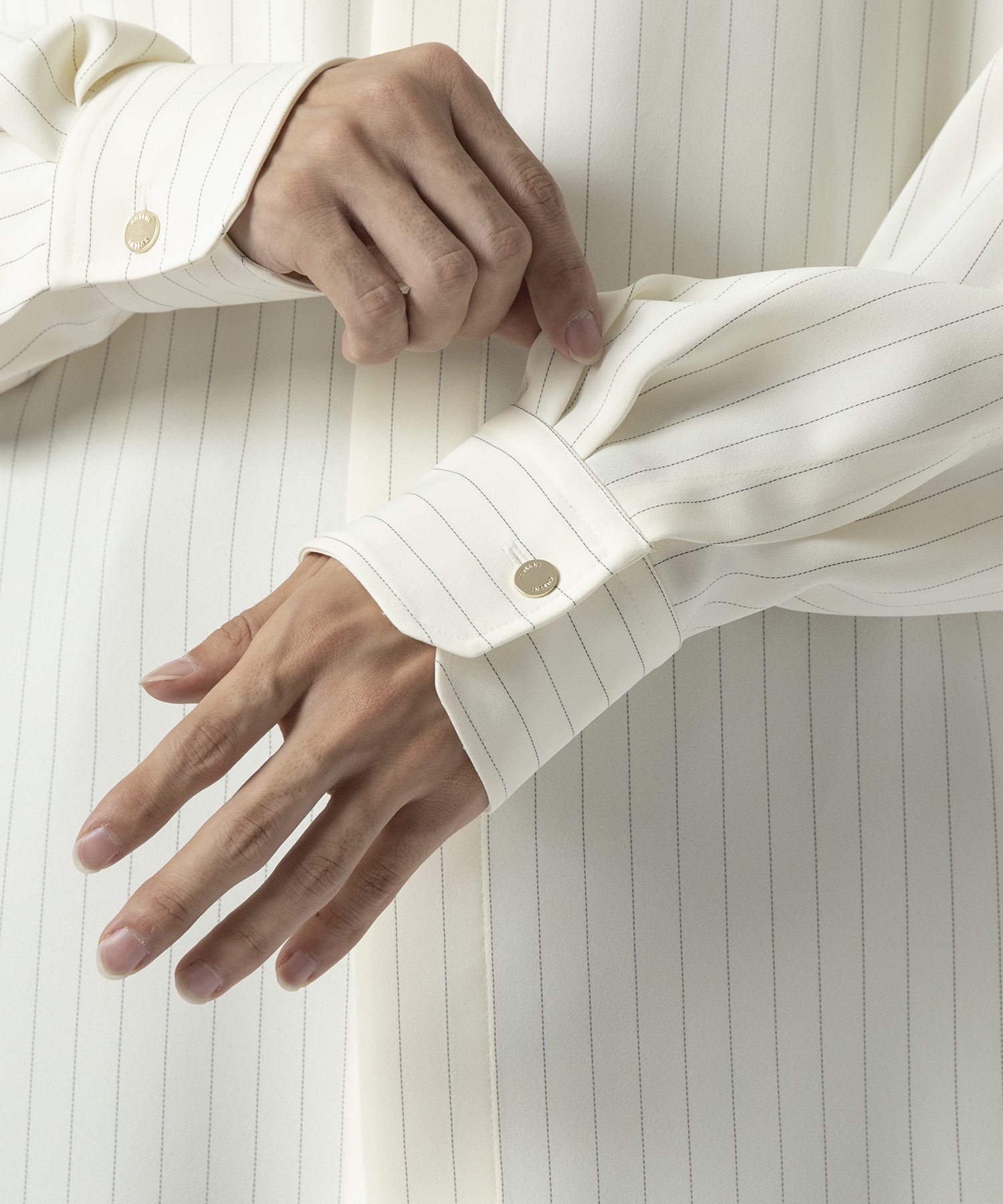 Stripe Double Satin Chin Tab Shirt | CULLNI