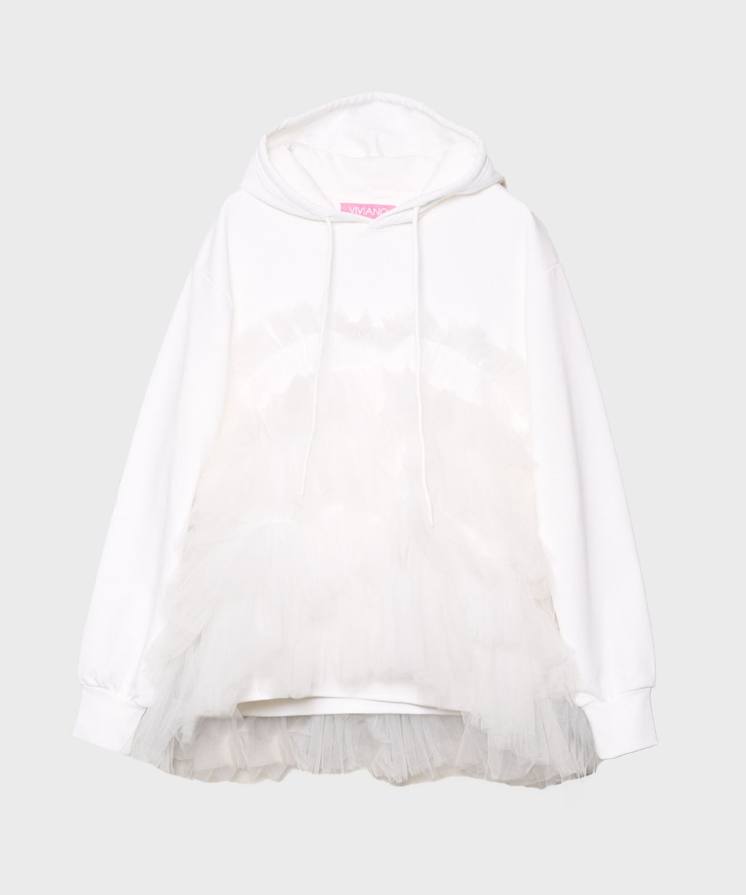 Gathered Tulle Hoodie(S WHITE): VIVIANO: WOMENS｜ STUDIOUS ONLINE