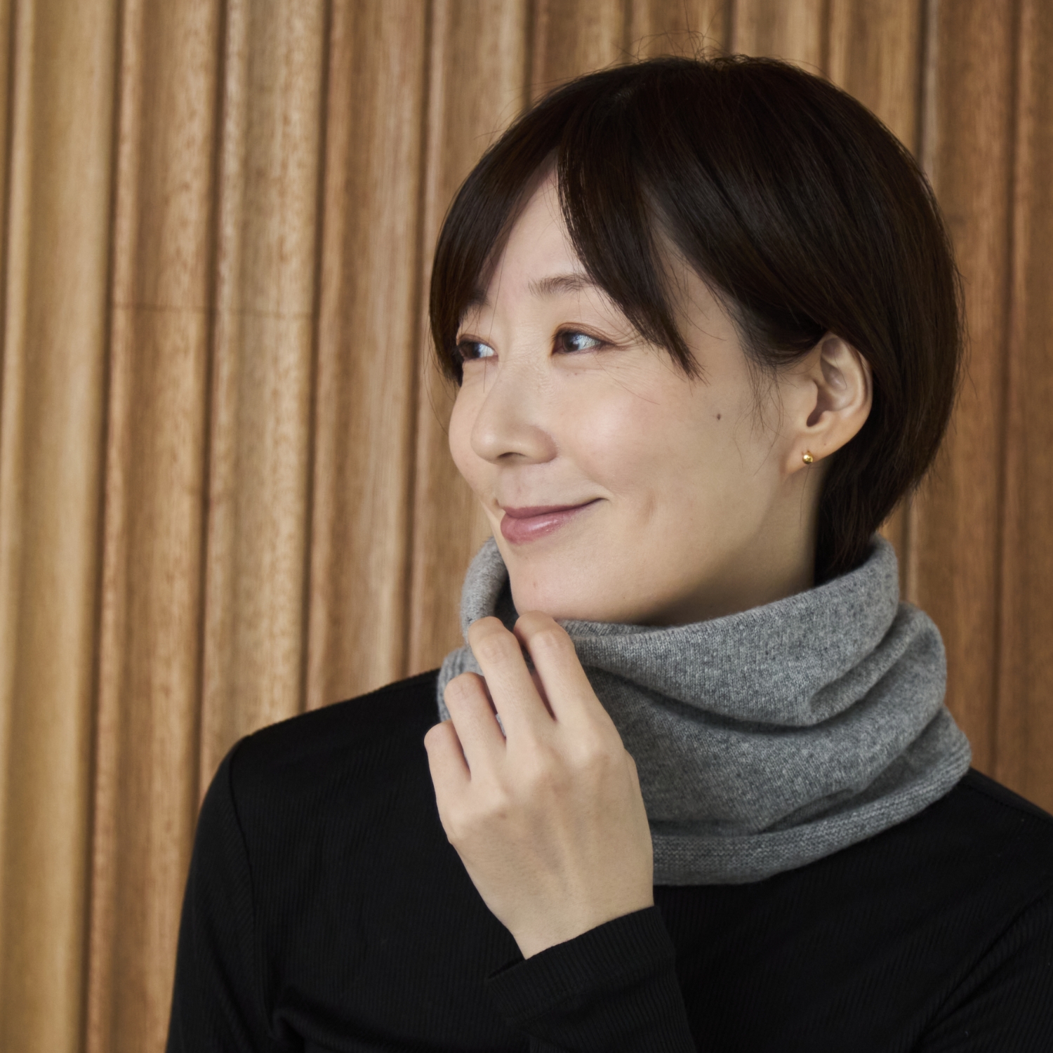 新聞掲載商品】el alto/カシミヤ100%リブスヌード -くたっとせずに首に