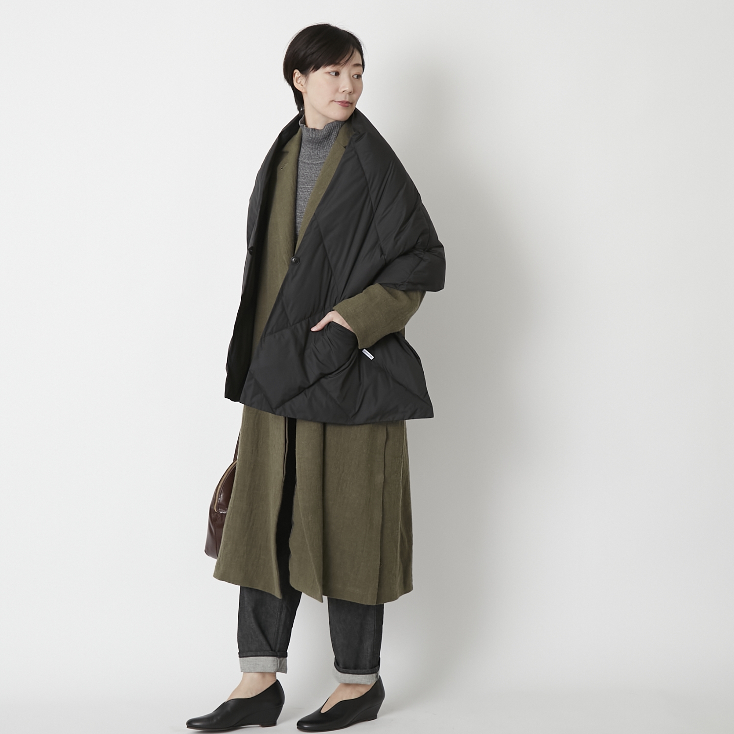 KWD/ダウンショール グリーンダウン -サッと羽織れてしっかり