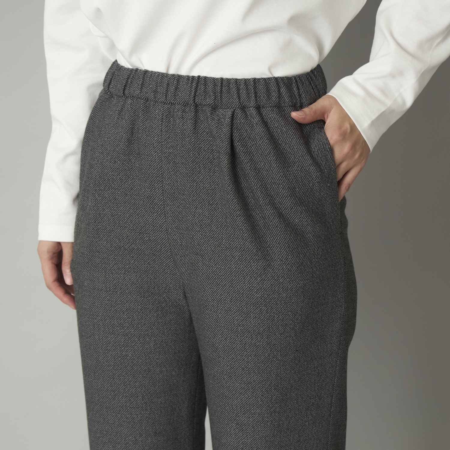 Kilka/裏起毛あったかツイーディーストレートパンツ -吸湿発熱素材で