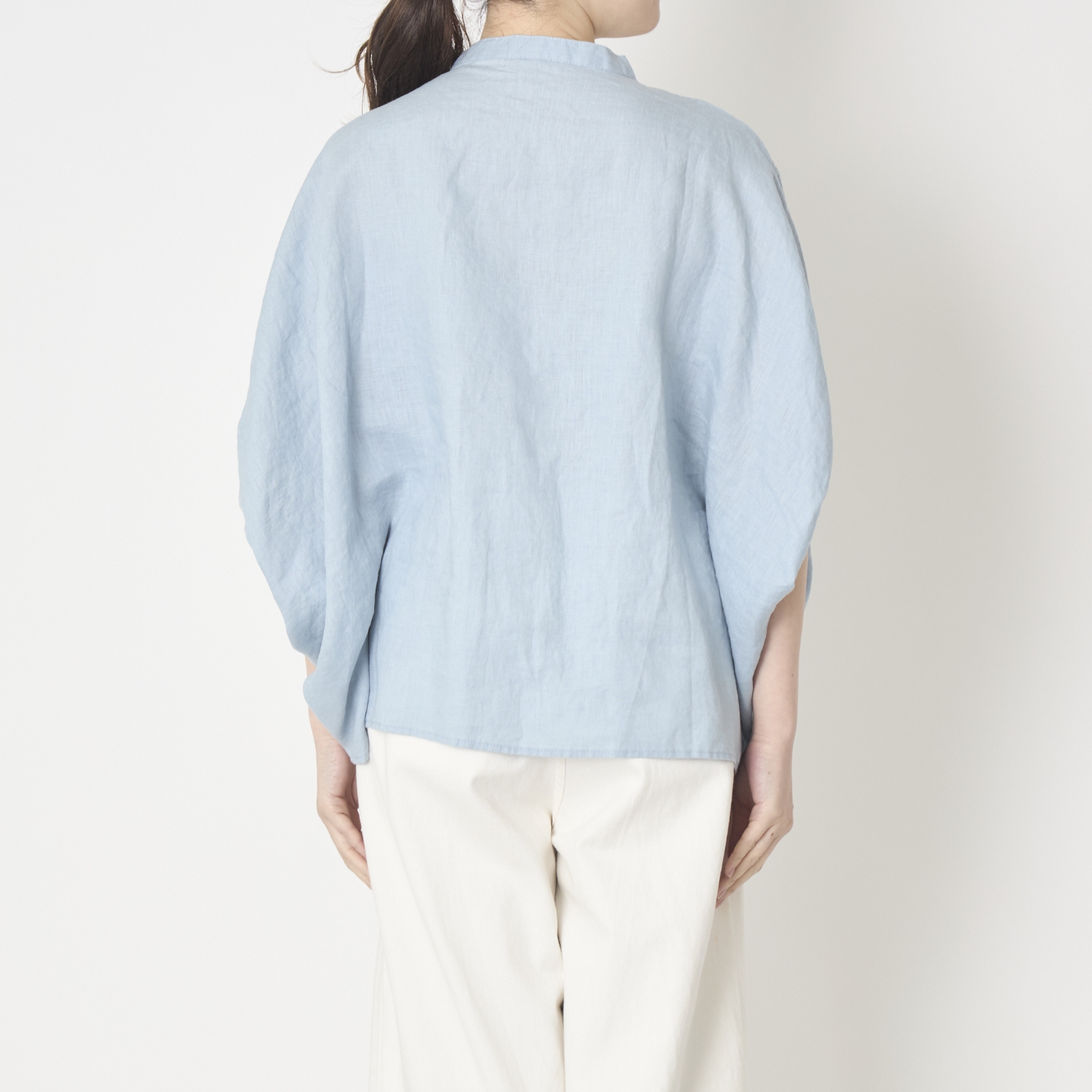 ubasoku/バンドカラーバイアスピンタックブラウス -吸水性・吸湿性に