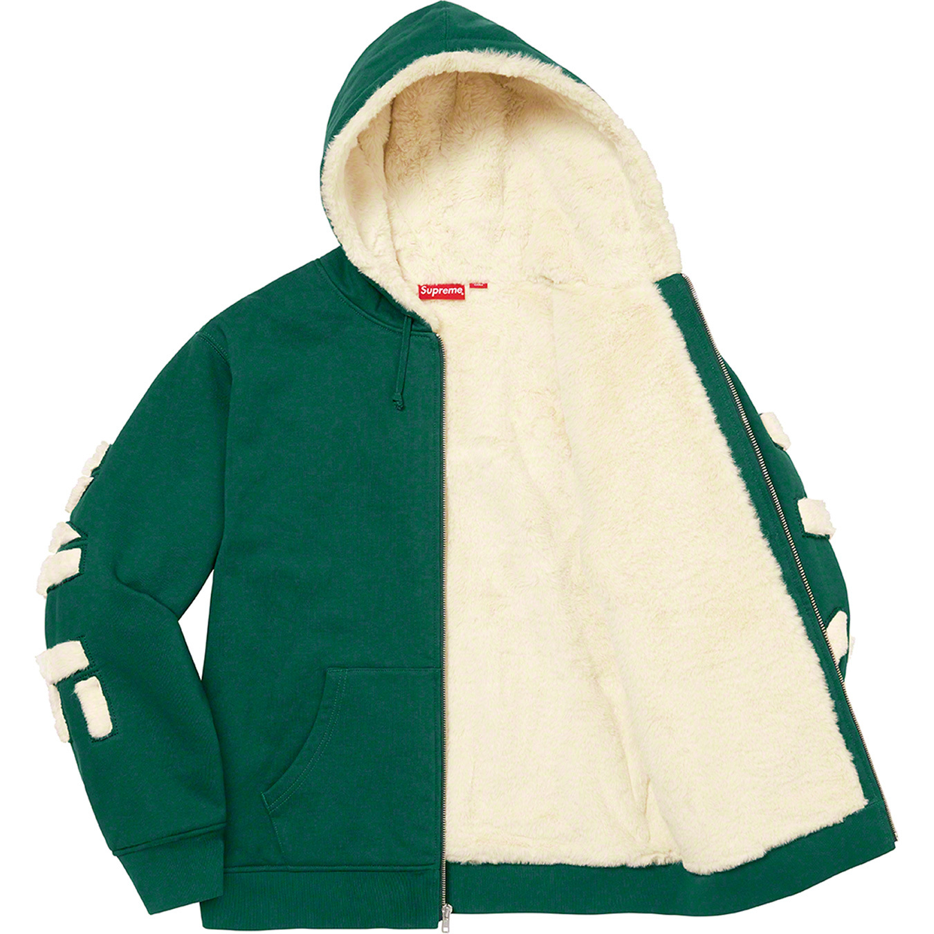 Faux Fur Lined Zip Up Hooded Sweatshirt | Supreme 22fw