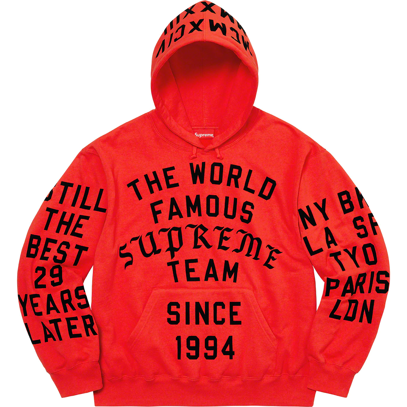 Supreme Team Flocked Hooded Sweatshirt | Supreme 23ss
