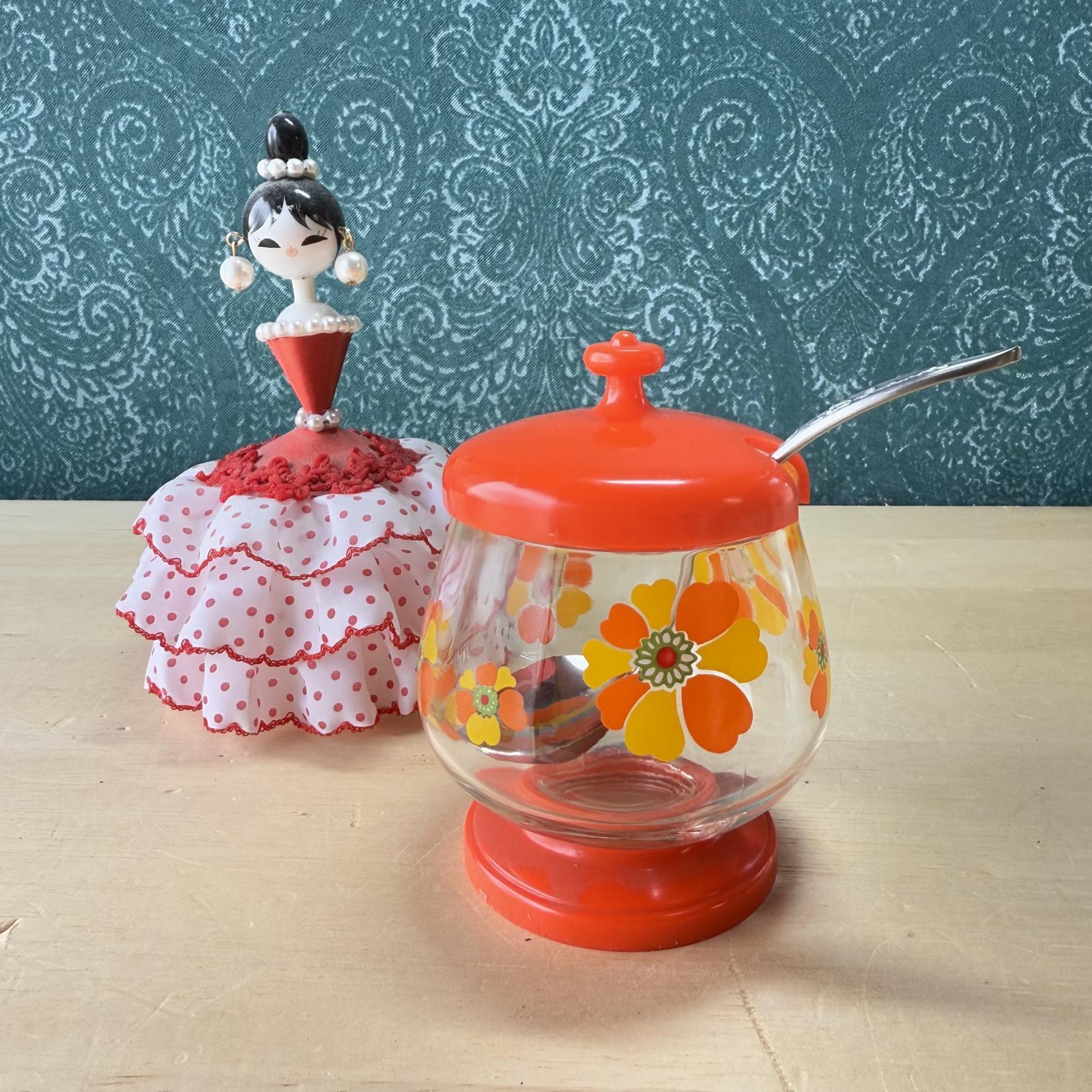 ニッスイ工業 砂糖入れ FK型 花柄ガラスのシュガーポット